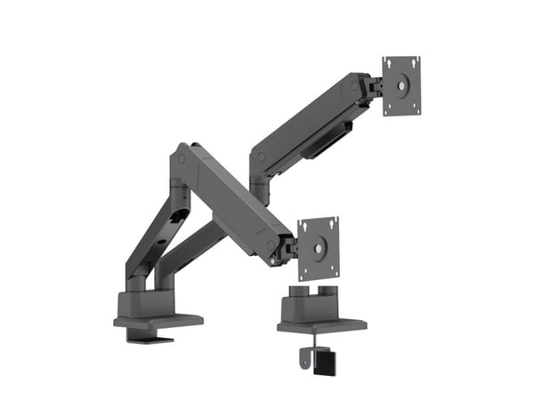 DELTACO - Monteringssett (dobbeltartikuleringsarm) - for 2 LCD displays / curved LCD displays - gassfjær, opp til 16 kg - svart - skjermstørrelse: ...