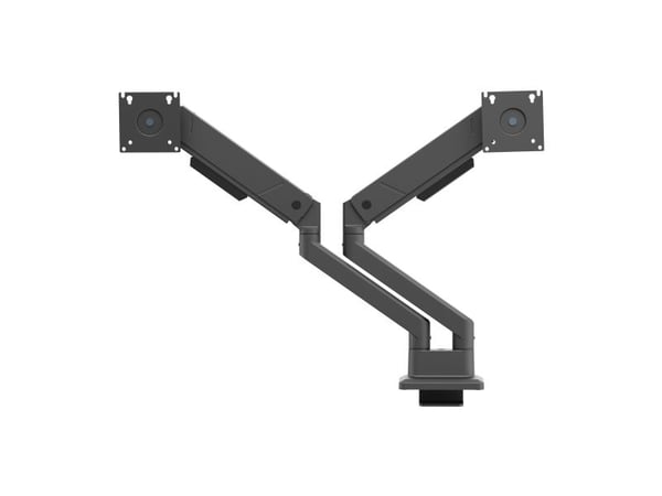 DELTACO - Monteringssett (dobbeltartikuleringsarm) - for 2 LCD displays / curved LCD displays - gassfjær, opp til 16 kg - svart - skjermstørrelse: ...