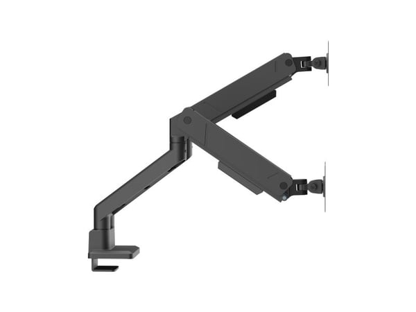 DELTACO - Monteringssett (dobbeltartikuleringsarm) - for 2 LCD displays / curved LCD displays - gassfjær, opp til 16 kg - svart - skjermstørrelse: ...