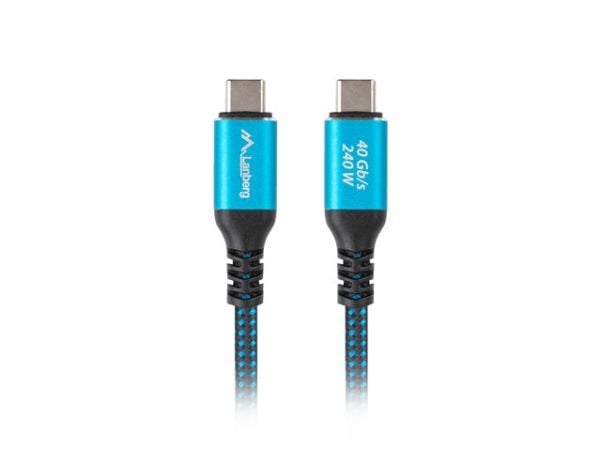 KAAPELI USB-C M/M USB4 0.5M 240W 8K 60HZ MUSTA-SININEN LANBERG