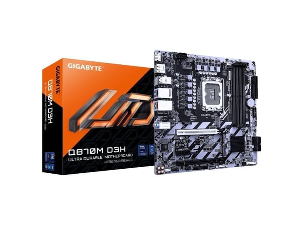 Gigabyte Q870M D3H - Hovedkort - micro ATX - LGA1851-sokkel - Q870 Chipset - USB 3.2 Gen 1, USB-C 3.2 Gen2 - 2.5 Gigabit LAN, Gigabit LAN - innbygd...