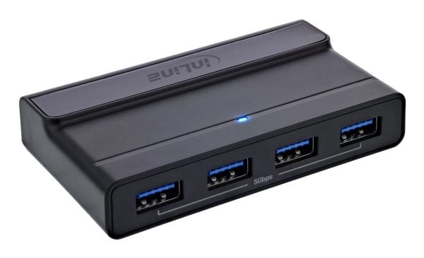 InLine USB-C Switch - Bryter for 2 PC-er - 4-port hub - USB 3.2 Gen.1 - svart (60604I)