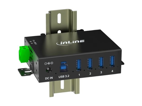 InLine 35396A, USB 3.2 Gen 1 (3.1 Gen 1) Type-B, USB 3.2 Gen 1 (3.1 Gen 1) Type-A, 5000 Mbit/s, Svart, Aluminium, DC