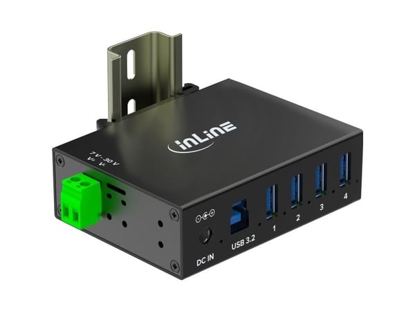 InLine 35396A, USB 3.2 Gen 1 (3.1 Gen 1) Type-B, USB 3.2 Gen 1 (3.1 Gen 1) Type-A, 5000 Mbit/s, Svart, Aluminium, DC
