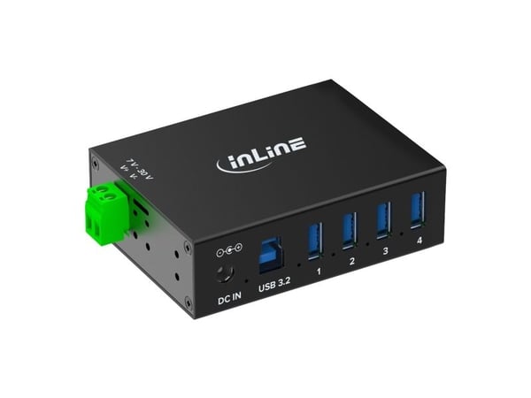 InLine 35396A, USB 3.2 Gen 1 (3.1 Gen 1) Type-B, USB 3.2 Gen 1 (3.1 Gen 1) Type-A, 5000 Mbit/s, Svart, Aluminium, DC