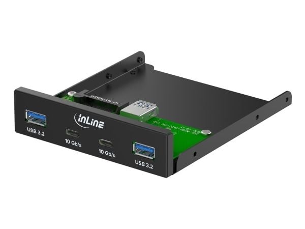 InLine 33456C, 8,89 cm (3.5"), I/O-porttien paneeli, musta, Metalli, 10 Gbit/s, VL822