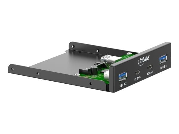 InLine 33456C, 8,89 cm (3.5"), I/O-porttien paneeli, musta, Metalli, 10 Gbit/s, VL822