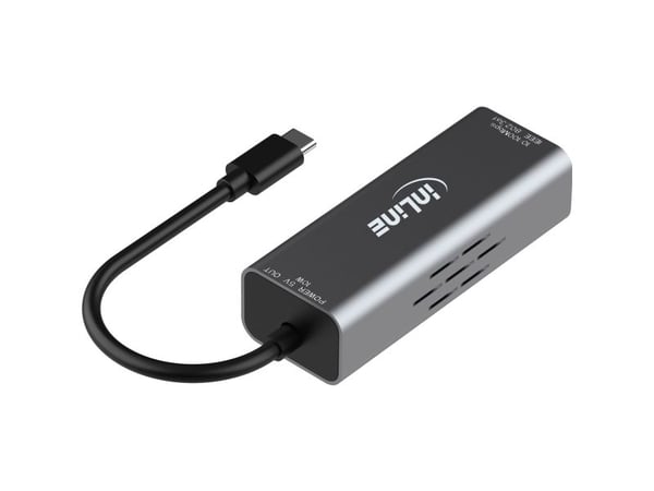 InLine 33380J, USB Type-C, RJ-45, Hankjønn, Grå, Taiwan, RTL8152