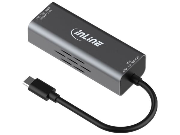 InLine 33380J, USB Type-C, RJ-45, Hankjønn, Grå, Taiwan, RTL8152