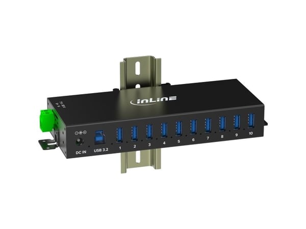 InLine 35396C, USB 3.2 Gen 1 (3.1 Gen 1) Type-B, USB 3.2 Gen 1 (3.1 Gen 1) Type-A, 5000 Mbit/s, Svart, Aluminium, DC