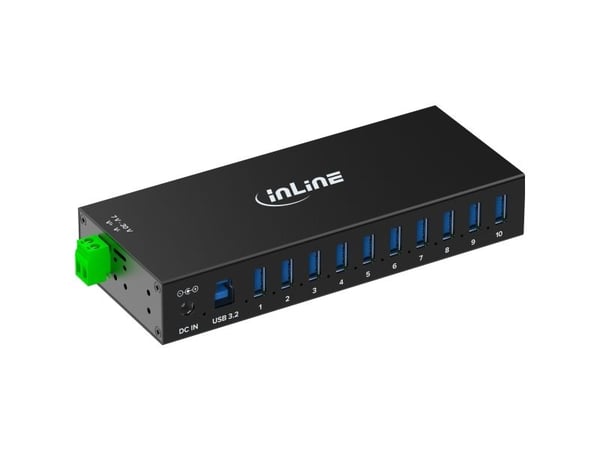 InLine 35396C, USB 3.2 Gen 1 (3.1 Gen 1) Type-B, USB 3.2 Gen 1 (3.1 Gen 1) Type-A, 5000 Mbit/s, Svart, Aluminium, DC