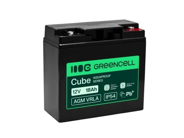Green Cell AGM12V18AH-H, Slutna blybatterier (VRLA), 12 V, 1 styck, Svart, 18 Ah, 5 År