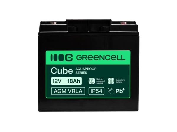 Green Cell AGM12V18AH-H, Forseglet blysyre (VRLA), 12 V, 1 stykker, Sort, 18 Ah, 5 år