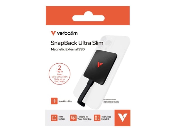 Verbatim SnapBack - SSD - 2 TB - ultra slim - ekstern (bærbar) - M.2 2242 - USB 3.2 Gen 2x2 (USB-C kontakt)