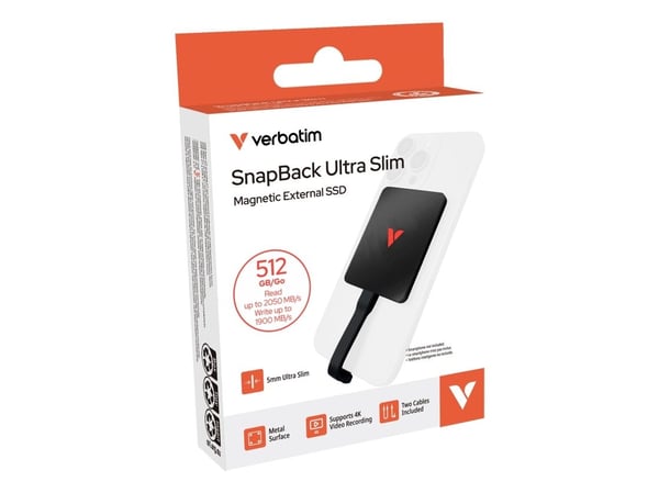 Verbatim SnapBack - SSD - 512 GB - ultra slim - ekstern (bærbar) - M.2 2242 - USB 3.2 Gen 2x2 (USB-C kontakt)