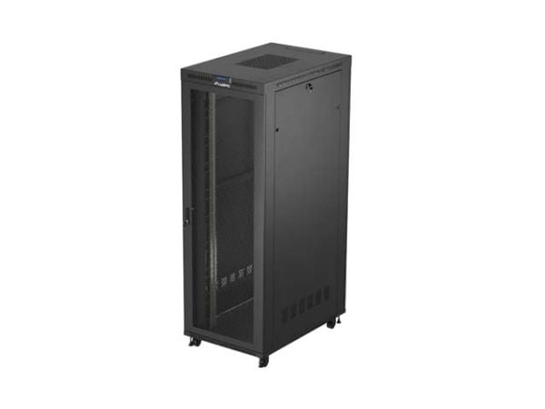 Lanberg FF01 series - Rack skap - 800 x 1200, flat pack, with glass door - med 6 kjølevifter, termostat, LCD-skjerm - fritt stående - svart, RAL 90...