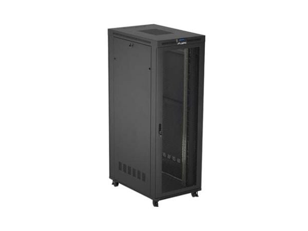 Lanberg FF01 series - Rack skap - 800 x 1200, flat pack, with glass door - med 6 kjølevifter, termostat, LCD-skjerm - fritt stående - svart, RAL 90...