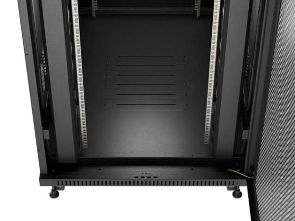 Lanberg FF01 series - Rack skap - 800 x 1200, flat pack, with glass door - med 6 kjølevifter, termostat, LCD-skjerm - fritt stående - svart, RAL 90...
