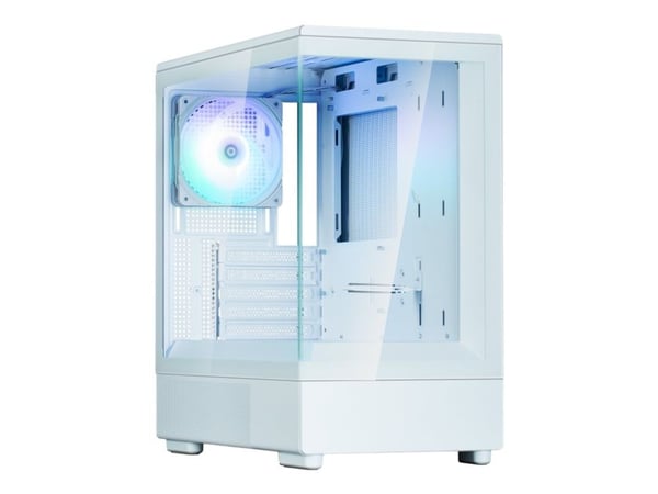 Zalman P10 - MT - micro ATX - sidepanel med vindu (herdet glass) - ingen strømforsyning (ATX) - hvit - USB/lyd