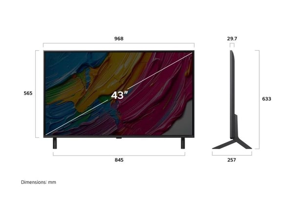 LG 43QNED80A6A - 43" Diagonalklasse QNED80 Series LED-bakgrunnsbelyst LCD TV - QNED AI - Smart TV - webOS - 4K UHD (2160p) 3840 x 2160 - HDR - Edge...