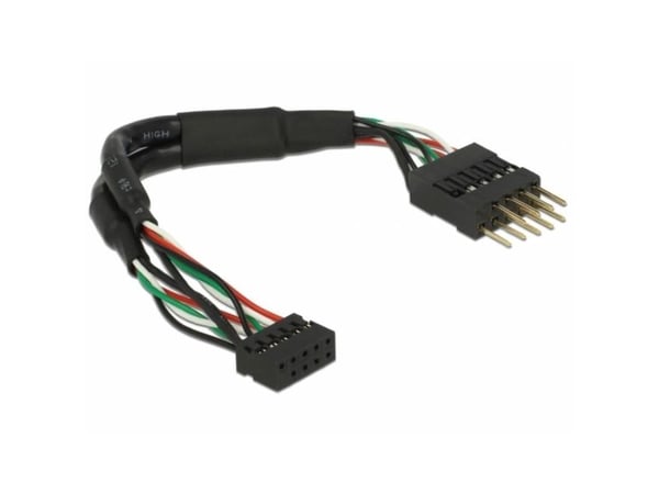 Delock USB 2.0 Pin Header - USB-internkabel - 10-pins USB-kontakt (hunn) til 10-pins USB-kontakt (hann) - 12 m - svart
