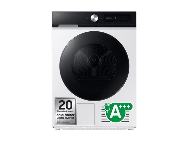 Samsung DV90DB7845GE, Frittstående, Frontmatet, Varme pumpe, Hvit, Rotasjon, Berøringskontroll, Svart
