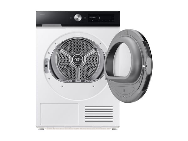 Samsung DV90DB7845GE, Frittstående, Frontmatet, Varme pumpe, Hvit, Rotasjon, Berøringskontroll, Svart