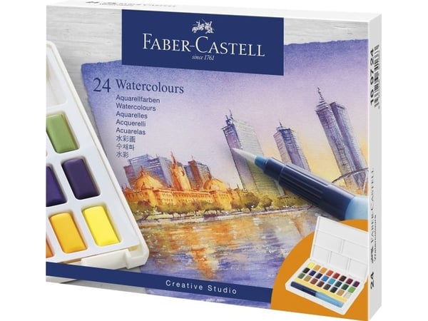 Faber-Castell Creative Studio - Färguppsättning - 24-piece - vattenfärg - 24 färger - blandfärger