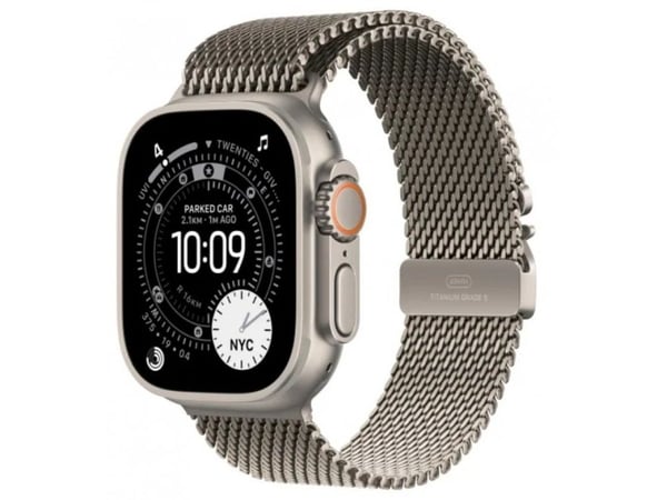Apple Watch Ultra 3 GPS + Cellular 49mm Natural Titanium Case with Natural Titanium Milanese Loop - Small