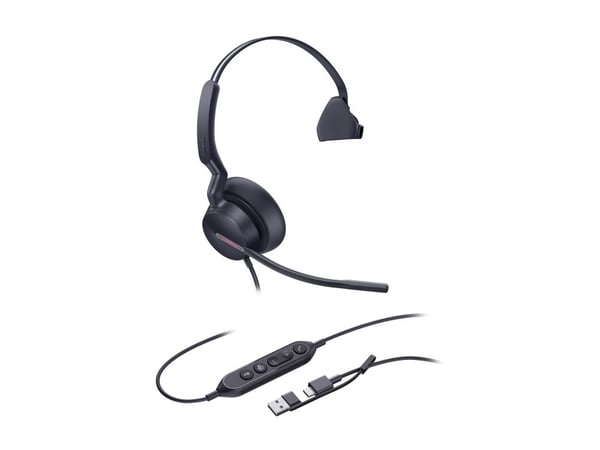 Yealink UH46 Mono Teams USB-C/A Headset, Ledningsført, 20 - 20000 Hz, Kontor/Callcenter, 127 g, Headset, Sort
