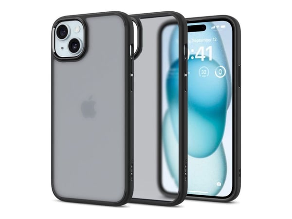 Spigen Ultra Hybrid - Baksidedeksel for mobiltelefon - polykarbonat, termoplast-polyuretan (TPU) - frostsvart - for Apple iPhone 15