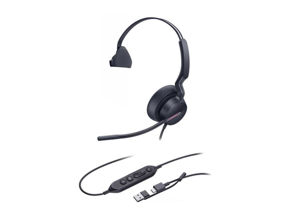 Yealink UH46 Mono Teams USB-C/A Headset, Ledningsført, 20 - 20000 Hz, Kontor/Callcenter, 127 g, Headset, Sort