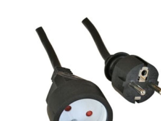 LOGON PSPC03, 3 m, 1 AC-utgångar, Svart