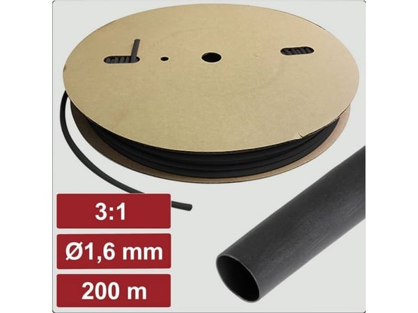 Electronic Garage EG25CA064 krympslang med lim svart 1,6 mm / 0,5 mm krympningshastighet 3:1 200 m
