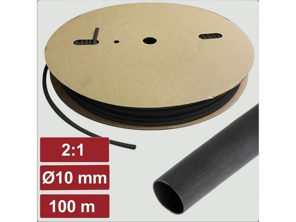 Electronic Garage krympslang utan lim svart 10 mm, krympningshastighet 2:1, 100 m