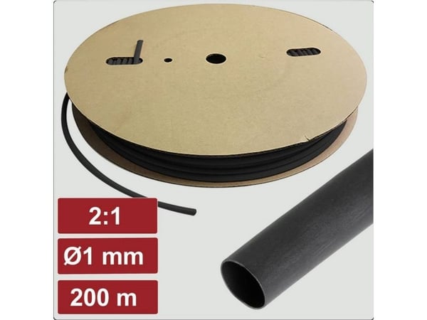 Elektroninen autotalli EG25CA001 Kutisteputki ilman liimaa Musta 1 mm 0,5 mm Kutistamisnopeus:2:1 200 m