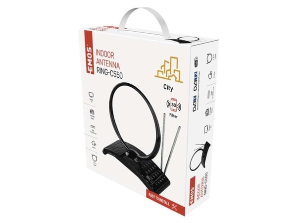 Emos J0701, innendørs, svart, 1,5 m, DVB-T2, DAB, FM, 25000 m