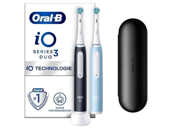 Oral-B iO Series 3n matt svart/isblå elektrisk tannbørste med 2. håndtak