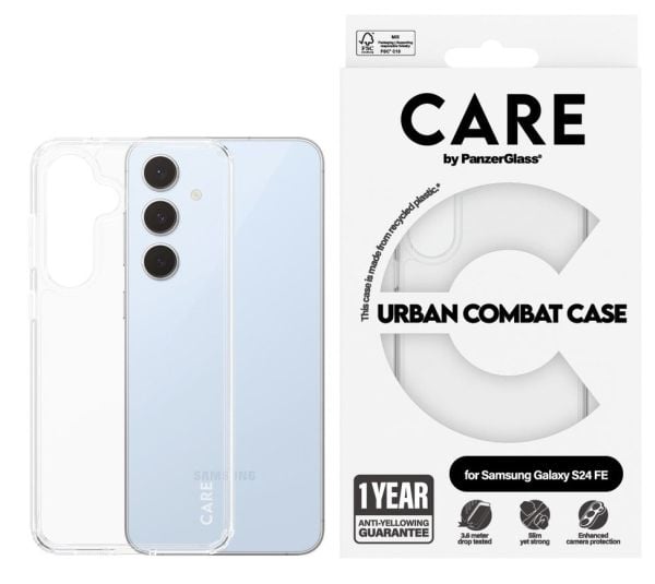 CARE by PanzerGlass Urban Combat - Baksidedeksel for mobiltelefon - med klar ramme - plastikk - gjennomsiktig - for Samsung Galaxy S24 FE