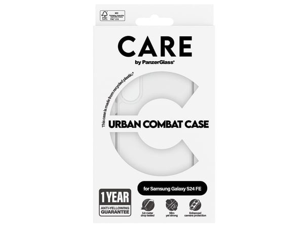 CARE by PanzerGlass Urban Combat - Baksidedeksel for mobiltelefon - med klar ramme - plastikk - gjennomsiktig - for Samsung Galaxy S24 FE