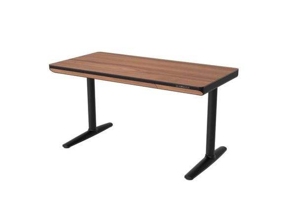 Hevet bord 70x140 cm - SoHo, valnøtt med svart ramme - Qi mobillader i bordplaten