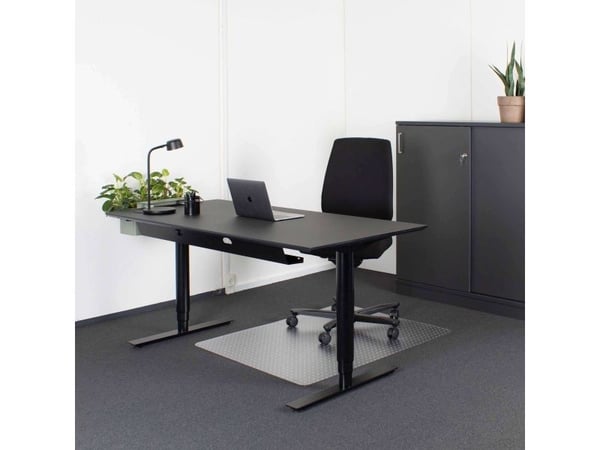 Bordplate, rektangulær – 80x160 cm, svart linoleum