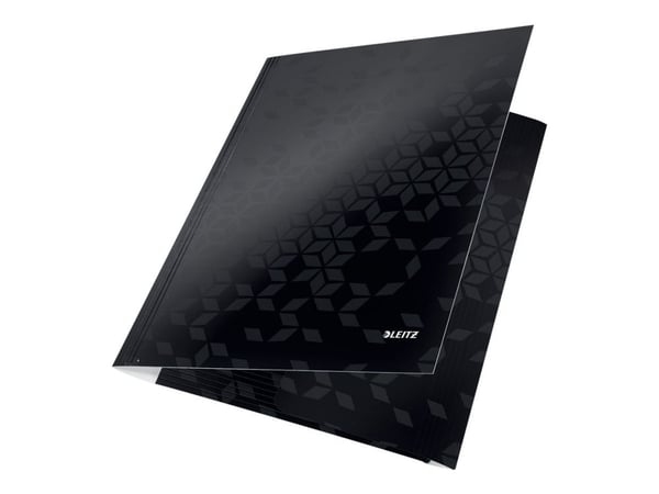 LEITZ hjørnemappe WOW, DIN A4, papp, svart PP-laminert papp, blank, 3 sidebeskyttelsesklaffer, - 1 stk (3982-00-95)