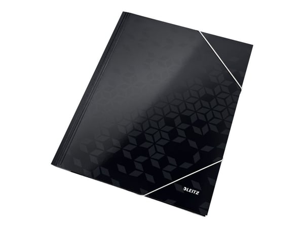 LEITZ hjørnemappe WOW, DIN A4, papp, svart PP-laminert papp, blank, 3 sidebeskyttelsesklaffer, - 1 stk (3982-00-95)
