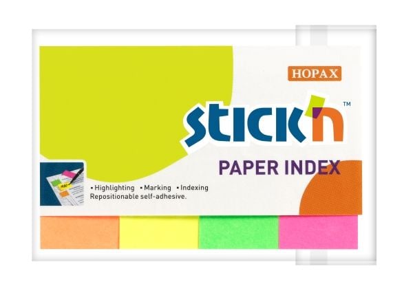 Indeksfaner 4st 50x20 25 Blad Assorterat Neon - (24 stk.)