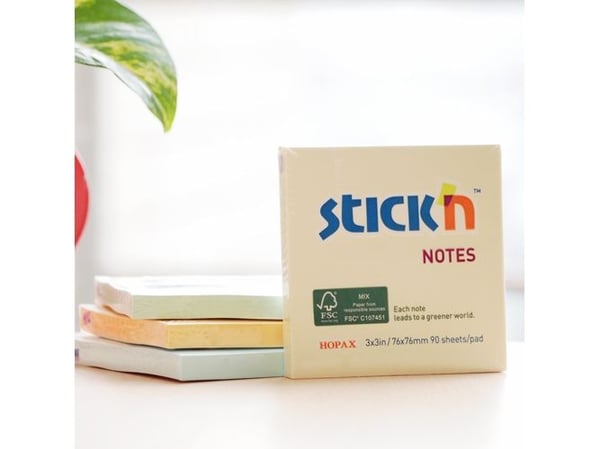 Notesblok 76x76 90 Blad Gul - (12 stk.)