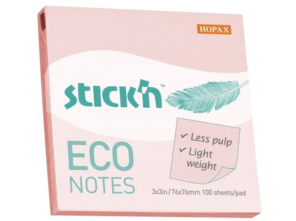 Notesblok ECO 76x76 100 Blad Lyserød - (12 stk.)