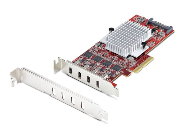 Startech 4-Port USB Type-C PCIe Card, USB-C 10Gb, 4x Controllers, TAA - USB-adapter - PCIe 3.0 x4 lav profil - USB-C 3.2 Gen 2 x 4 - TAA-samsvar