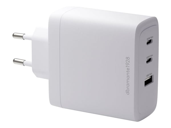 dbramante1928 re-charge - Strømadapter - 100 watt - 3 utgangskontakter (2 x USB-C, USB) - hvit
