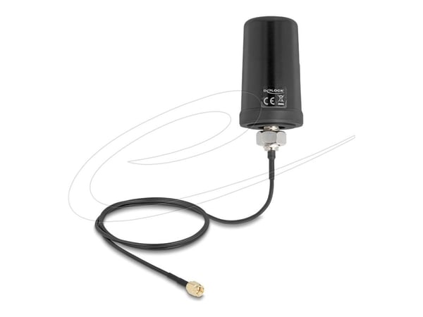 Delock 5G LTE GNSS WiFi 6 antenni SMA liitin 1.1 - 4.0 dBi suuntaamaton ja liitäntäkaapeli ULA100 1 m kattoasennus ou